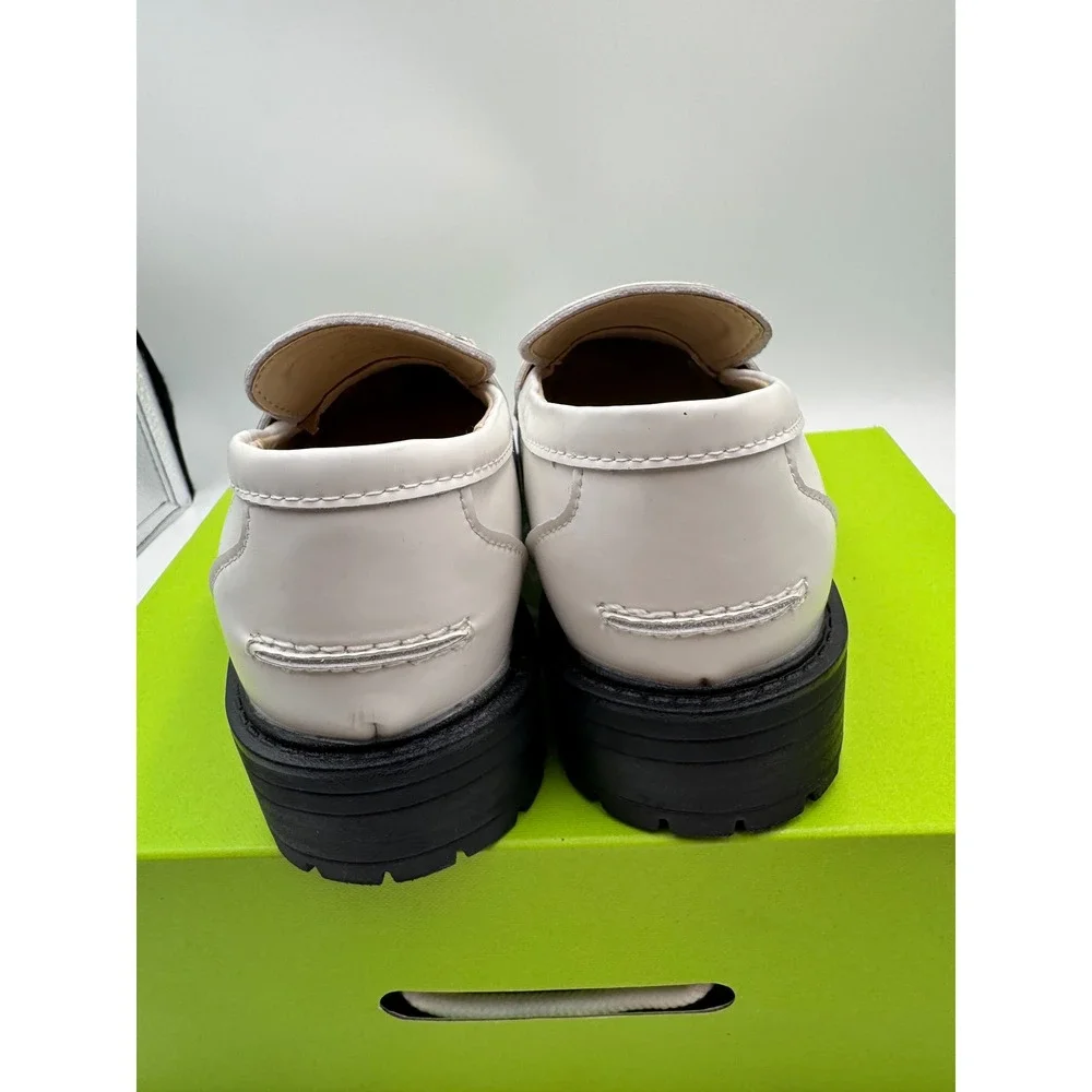 Sam Edelman Kids White Lug Sole‎ Horsebit Loafers Chunky Slip On Shoes